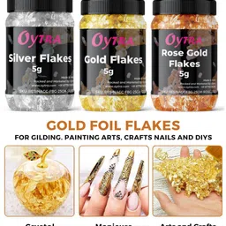 oytra Gilding Flakes Set of 3 Silver Gold Foil for Resin Art Crafts Cake Decor image 5