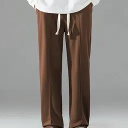 lime verse Men Solid Brown Track Pants image 3