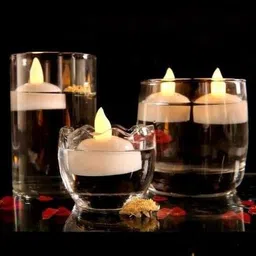 primefair Festive Party Flameless Sensor Waterproof Candle Lamp Float On Water Led Plastic Floating Tea Lights Electric Candle for Decoration Diwali Lights Water Sensor Diya (White) Candle image 2
