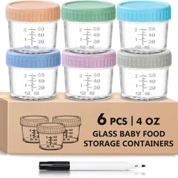 hexwell Baby Food Storage Container For Purees Snacks and Meal Prep Pack of 6 - Glass-picture-24