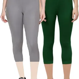 rocksy 3/4th Capri leggings Women Grey, Green Capri-picture-29