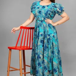 eightone Women Maxi Light Blue Knee Length Dress image 4