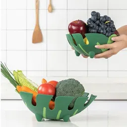 tegiya enterprises Leaf Multipurpose Storage Fruit Basket for Home-Kitchen-Dining Table Plastic Fruit & Vegetable Basket image 2