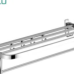 pillu by pillu bath fitting Eco 24 inch Stainless Steel Folding Towel Rack with Hooks (Chrome) SILVER Towel Holder image 3