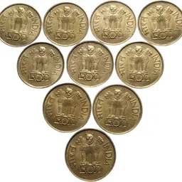 rls Rare old 20 paisa 10 Coin Brass Mixed years Medieval Coin Collection image 1