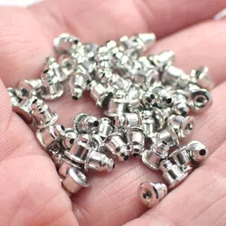 shivarth Earring Back Stoppers Silver Bullet Clutch Flat Pad Safety Back Stoppers 25Piece image 2