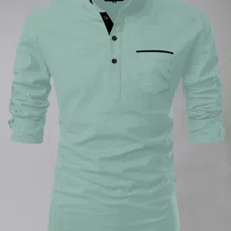 sopani Men Solid Cotton Blend Straight Kurta-picture-10