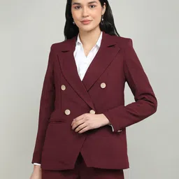 chkokko Women Solid Double Breasted Casual Blazer-picture-21