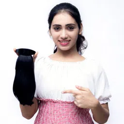 capillatura 10 Inch Straight Clip In Ponytail |Natural Black|Washable Hair Extension image 5