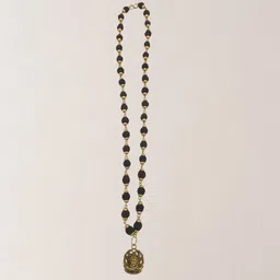 fly pl store Most Demanded God Shiv Dotted Locket Pendant With 5 Mukhi Rudraksha Mala Gold-plated Brass, Wood Locket Set-picture-13