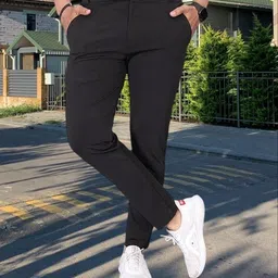 the pvr clothing Men Straight Fit Black Polyester Trousers-picture-17