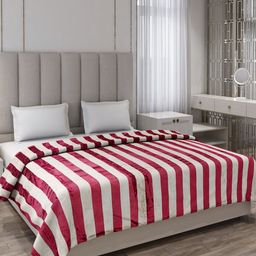 Monte Carlo Red & White Striped AC Room 290 GSM Double Bed Blanket-picture-32