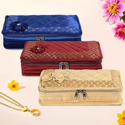 Kuber Industries Gold-Toned & Blue 3 Pieces Jewellery Organisers-image-91