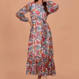 DressBerry Floral Print Chiffon Fit & Flare Maxi Dress-image-33