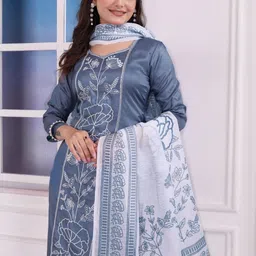AVNISA ENTERPRISE Women Floral Embroidered Regular Thread Work Kurta Set With Dupatta image 2