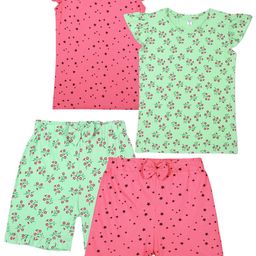 FASLA Girls Pack Of 2 Conversational Printed Round Neck T-shirt & Shorts-image-29