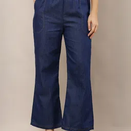 Aasma Creatives Women Blue Denim Casual Regular Trousers-picture-24