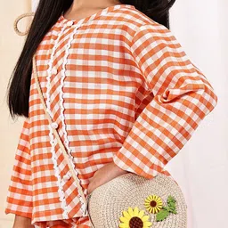 NEUDIS Girls Checked Long Sleeves Top With Trousers image 3