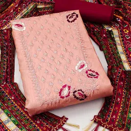 DIVASTRI Floral Embroidered Sequinned Unstitched Dress Material-image-70