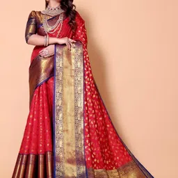 jayant creation Woven Design Zari Silk Blend Banarasi Saree-image-64