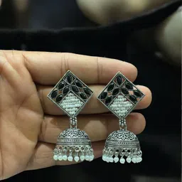 Anouk Diamond Shaped Jhumkas Earrings image 3