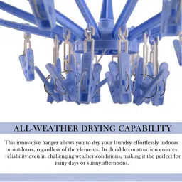 Aura Blue Folding Cloth Drying Hanger With 24 clips image 5