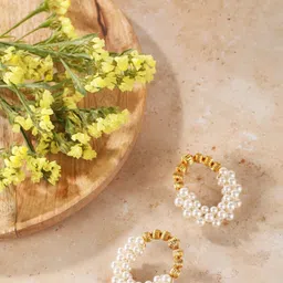 corsica DressBerry Gold-Plated Artificial Beaded Circular Shaped Drop Earrings image 5