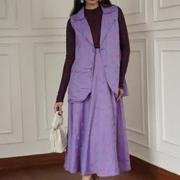 The Quince Life Printed Shirt Collar Coat With Skirt Co-Ords image 4