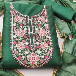 SHADOW & SAINING Embroidered Organza Semi-Stitched Dress Material-picture-25