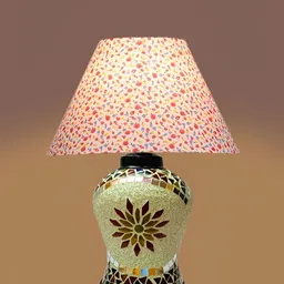 Aura White Printed Glass Frustum Shaped Table Lamp image 2