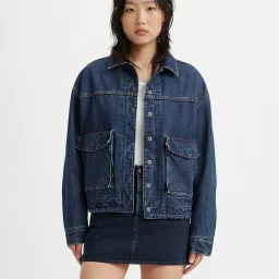 levi's Women's Solid Spread Collar Denim Jacket image 1