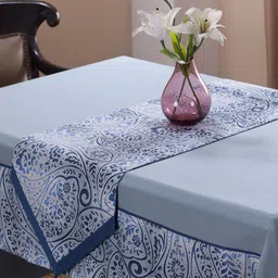 MASPAR Blue & White Motifs Printed Pure Cotton Table Runner image 4