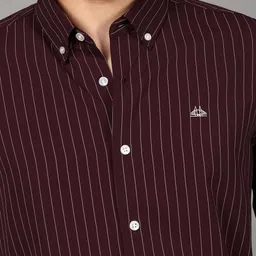 British Club Men Comfort Slim Fit Vertical Striped Button-Down Collar Casual Shirt image 3