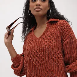 The Roadster Life Co. Geometric Self Design Shirt Collar Pullover-image-99