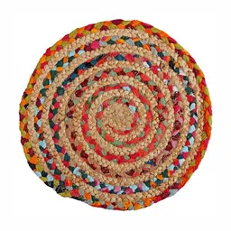 PAROKSH 2-Pcs Brown & Red Braided Jute Reversible Round Table Placemats image 3