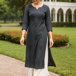 HERE&NOW Women Embroidered Straight Kurta-picture-43