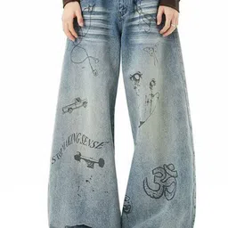 StyleCast Men Printed Baggy Mid-Rise Heavy Fade Jeans With Distressed Wash-picture-27