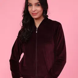 V-Mart Women Solid Hooded Sweatshirt-image-83