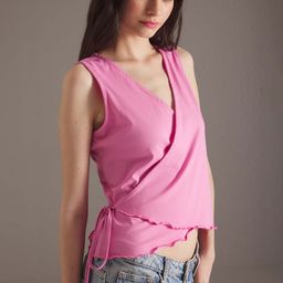 Trendyol Women Cotton V-Neck Sleeveless Wrap CropTop-picture-33