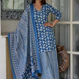 Ruii FASHION Women Ethnic Motifs Printed Regular Pure Cotton Kurta with Palazzos & Dupatta image 2