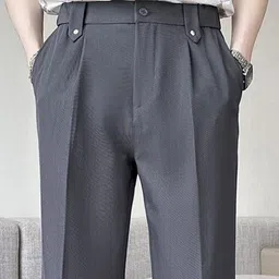 StyleCast x Revolte Men Mid-Rise Regular Easy Wash Trousers image 3