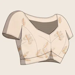 House of Pataudi Floral Embellished Organza Saree with Unstitched Blouse image 5