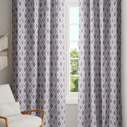 BLANC9 White & Brown Floral Printed Door Curtain-image-43