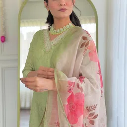 CANIZZARO Women Ethnic Motifs Regular Thread Work Kurta with Patiala & With Dupatta image 2