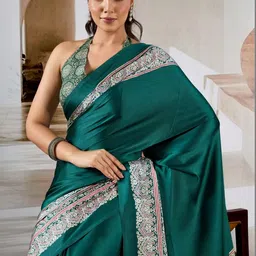JAINICA Ethnic Motifs Satin Designer Saree image 4