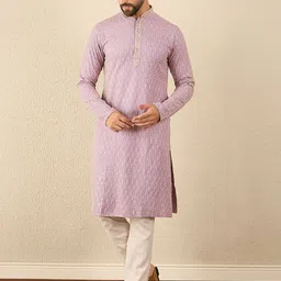Anouk Floral Embroidered Mandarin Collar Thread Work Kurta image 1