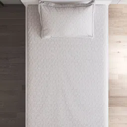 Home Centre Off White Geometric 200 TC Single Bedsheet with 1 Pillow Covers image 3