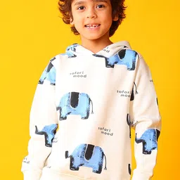Anthrilo Boys Off White Elephant Safari Fleece Hoodie-picture-30