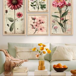 Kotart Brown & Pink 4 Pieces Wooden Floral and Botanical Wall Arts-picture-20