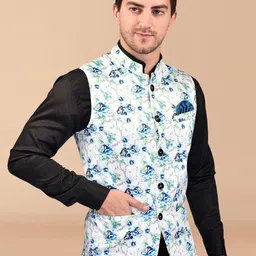 Moda Rapido Printed Woven Nehru Jacket image 3